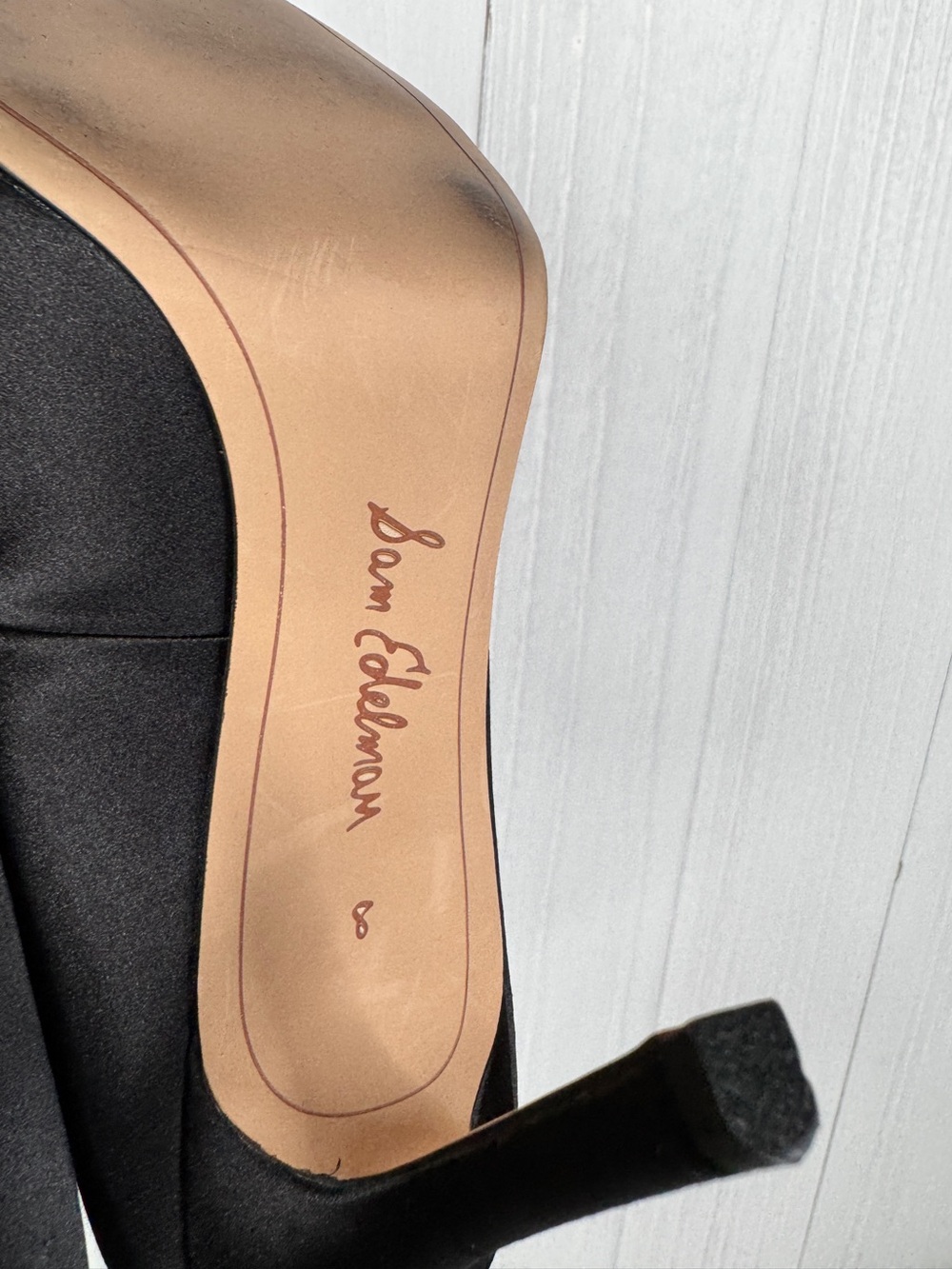 Sam Edelman Black Satin Pom-Pom Stiletto Pumps - Picture 9 of 10
